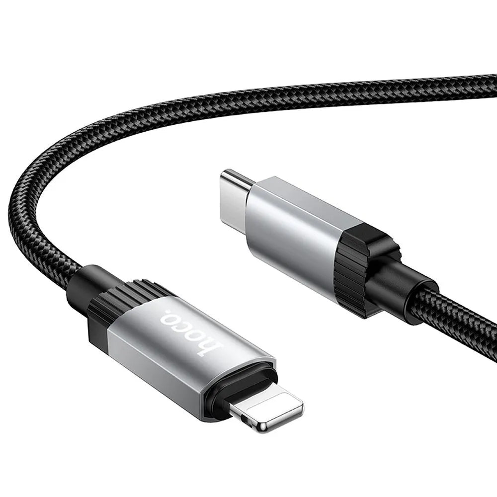 Кабел за данни и зареждане USB-C - Lightning HOCO X117, 27W, 1м, Черен