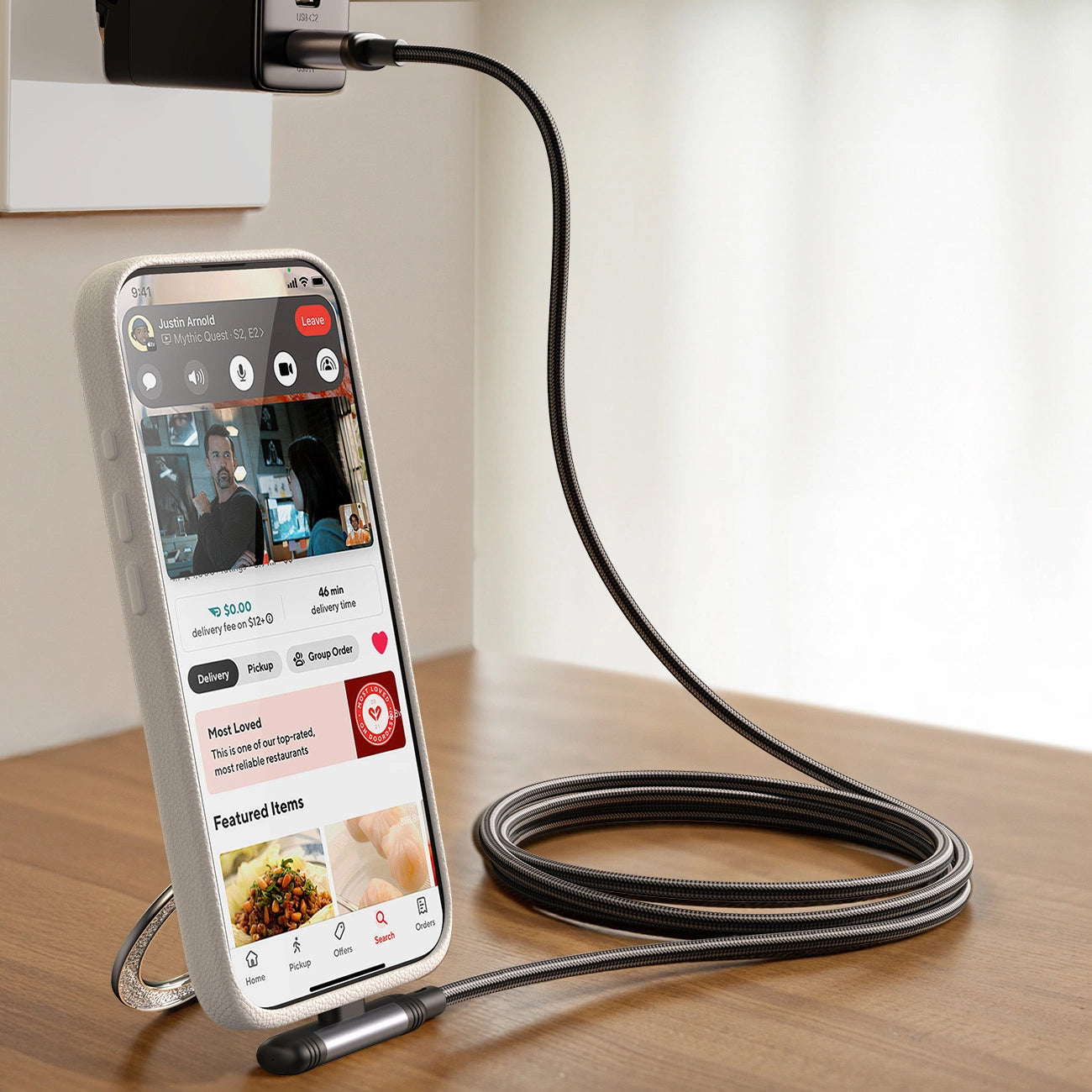 Кабел за данни и зареждане USB-C - USB-C Joyroom S-A56 EnjoyX Angled, 60W, 1.2m, Черен