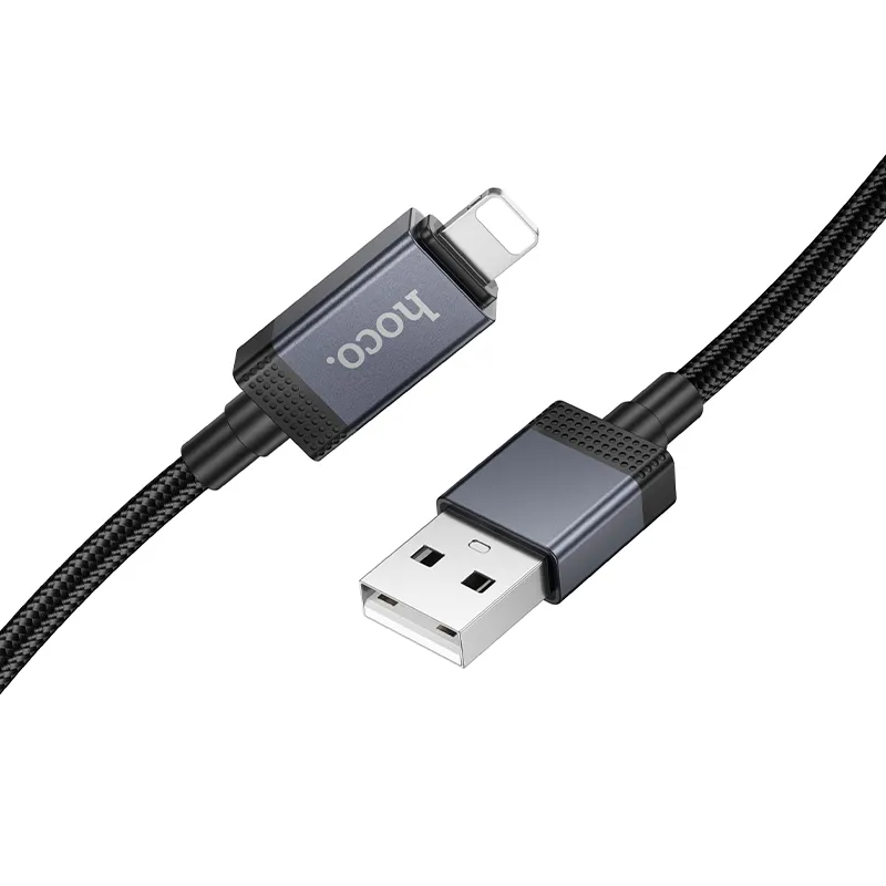 Кабел за данни и зареждане USB-A - Lightning HOCO X118 Display, 12W, 1m, Черен