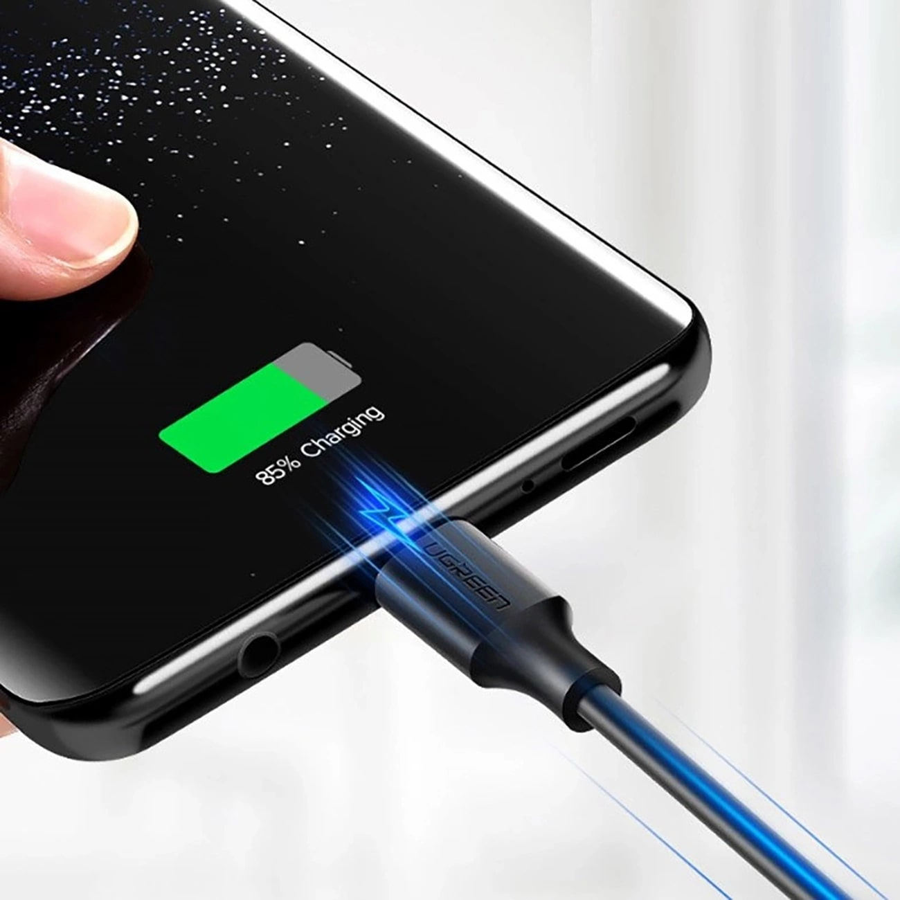 Кабел за данни и зареждане USB-A - USB-C UGREEN US184, 18W, 0.5m, Черен