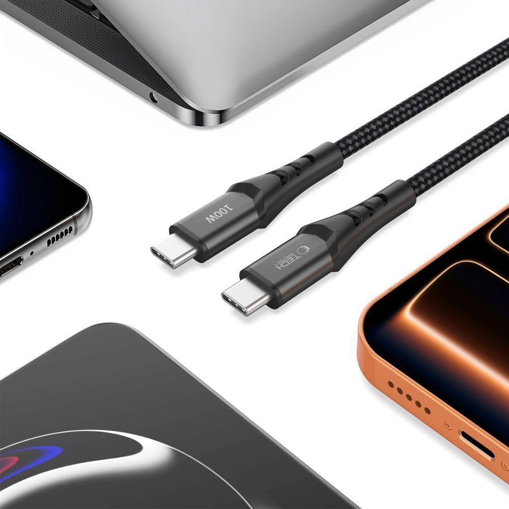 Кабел за данни и зареждане USB-C - USB-C Tech-Protect UB11T Ultraboost, 100W, 2м, Черен