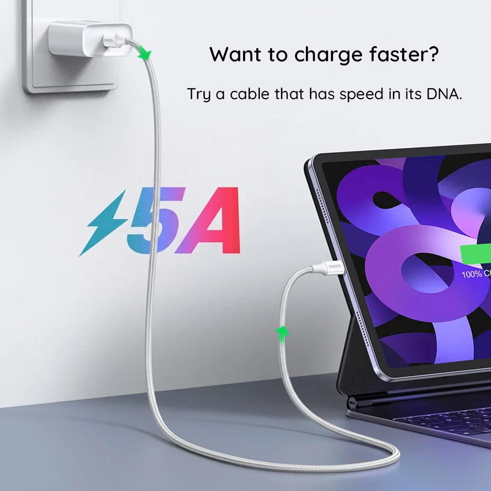 Кабел за данни и зареждане USB-C - USB-C UGREEN L502, 100W, 1м, Оранжев