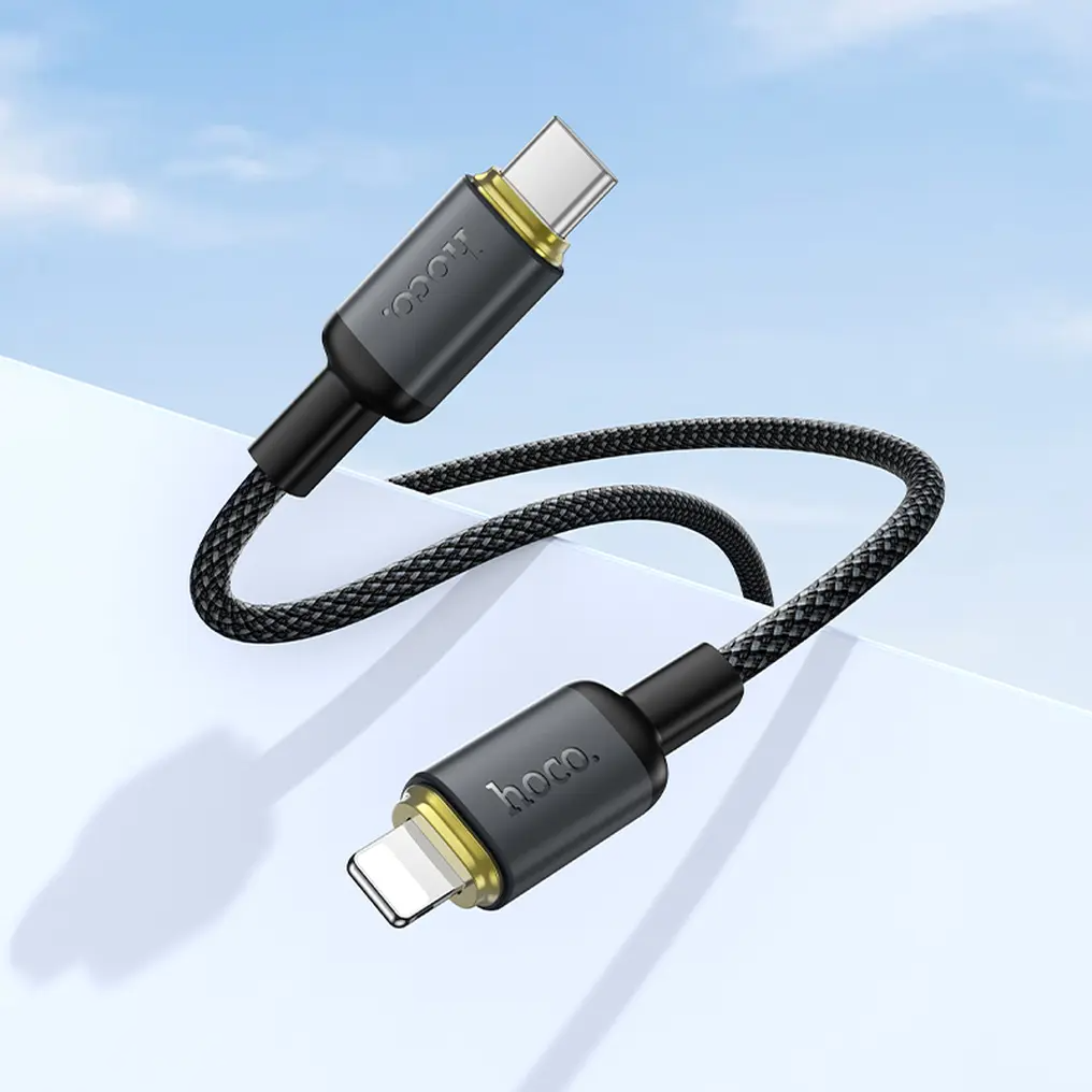 Кабел за данни и зареждане USB-C - Lightning HOCO X128 Benefit, 30W, 1м, Черен