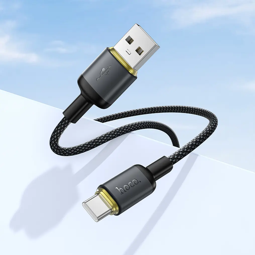 Кабел за данни и зареждане USB-A - USB-C HOCO X128 Benefit, 36W, 1м, Черен