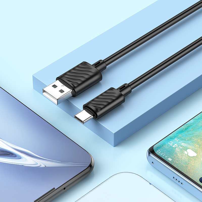 Кабел за данни и зареждане USB-A - USB-C HOCO X88, 18W, 2м, Черен