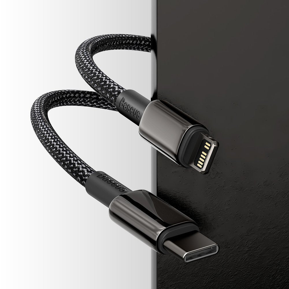 Кабел за данни и зареждане USB-C - Lightning Baseus Tungsten Tungsten Gold, 20W, 1m, черен CATLWJ-01 CATLWJ-01