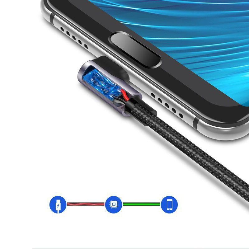 Кабел за данни и зареждане USB-A - USB-C UGREEN US284 Angled, 18W, 1m, Сив