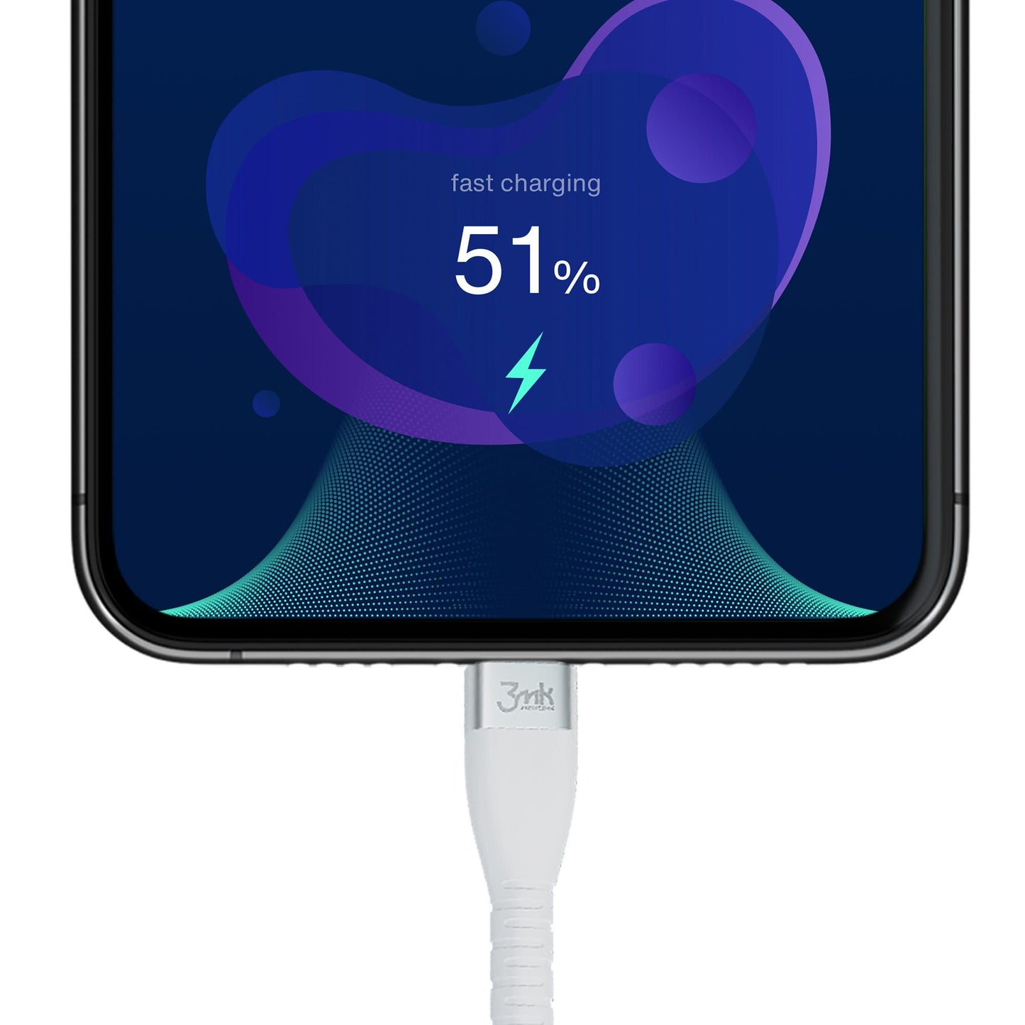 Кабел за данни и зареждане USB-C - USB-C 3MK Hyper Silicone, 60W, 1м, бял