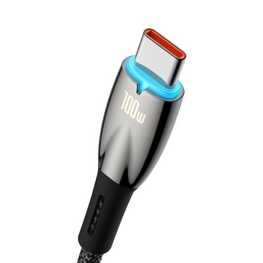 Кабел за пренос на данни и зареждане от USB-A към USB-C Baseus Glimmer Series, 100W, 2 m, черен CADH000501 CADH000501