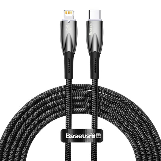 Baseus Glimmer Series USB-C - Lightning кабел за данни и зареждане, 20W, 2m, черен CADH00010101