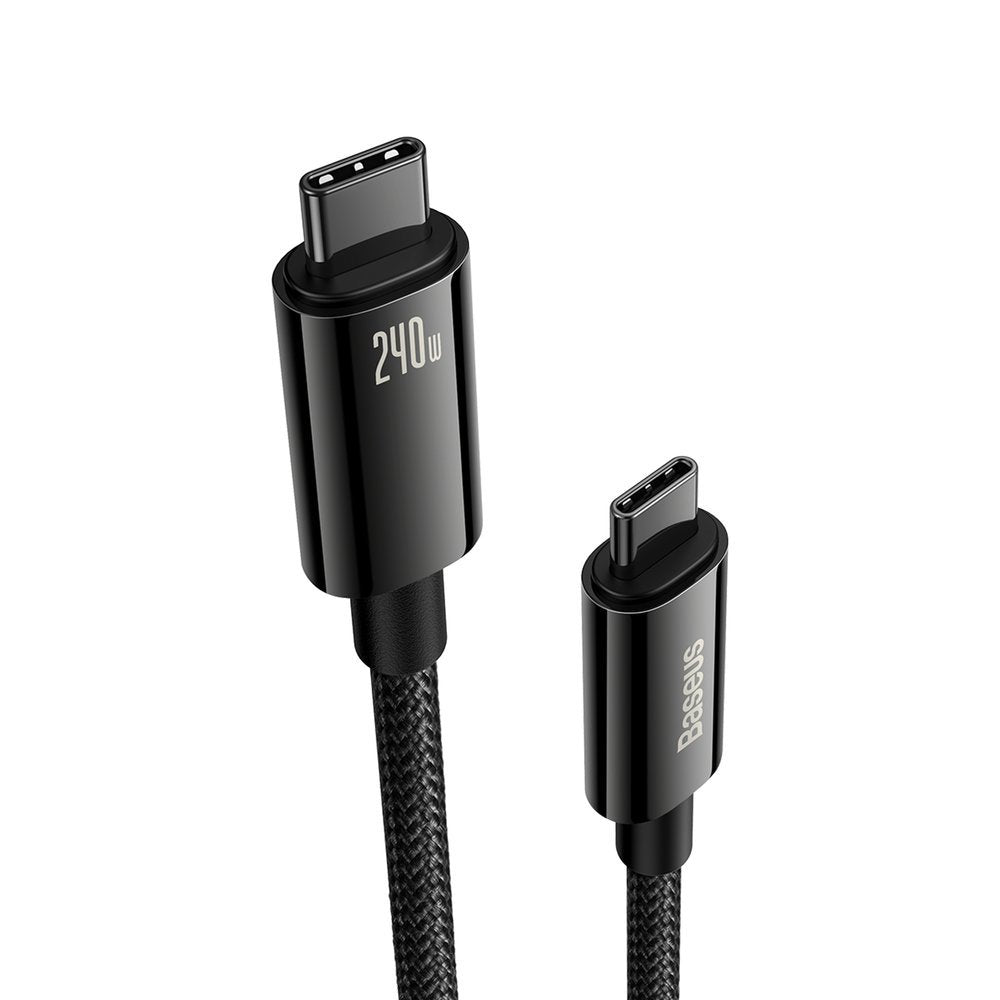 USB-C кабел за данни и зареждане - USB-C Baseus Tungsten Gold, 240W, 2 m, черен CAWJ04010101