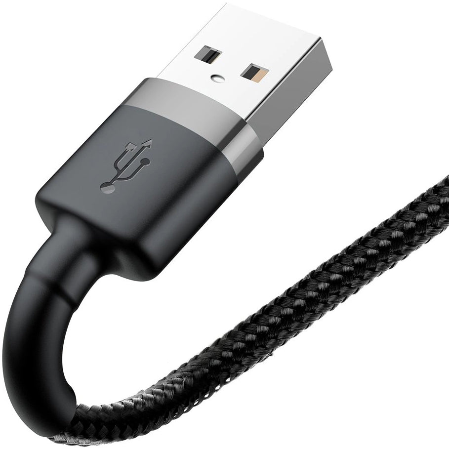 Кабел за данни и зареждане USB-A - Lightning Baseus Cafule, 18W, 0.5m, Сив CALKLF-AG1