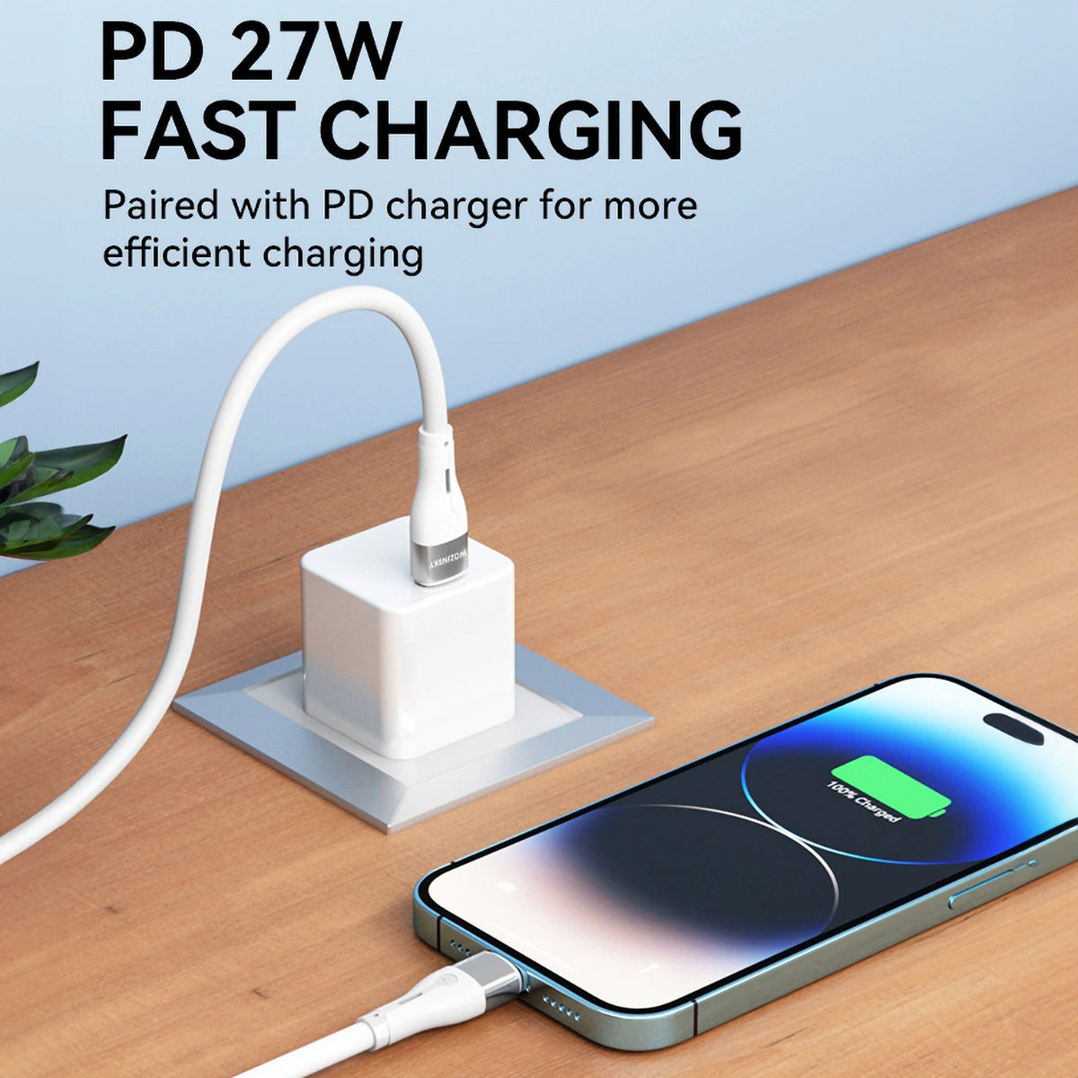 Кабел за данни и зареждане USB-C - Lightning WZK WSTCL1, 27W, 1m, Бял