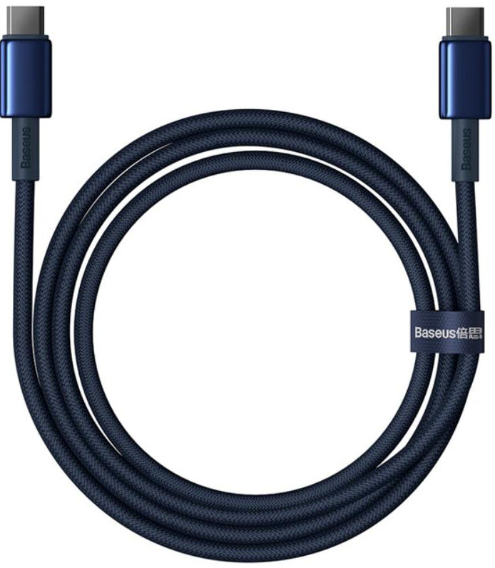 Кабел за данни и зареждане USB-C - USB-C Baseus Tungsten Gold, 100W, 2m, Тъмносин P10319800321-04