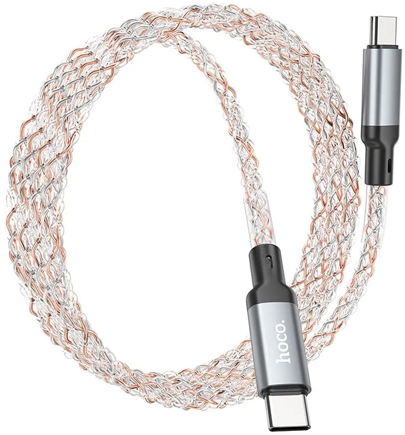 Кабел за данни и зареждане USB-C - USB-C HOCO U112, 60W, 1m, Сив