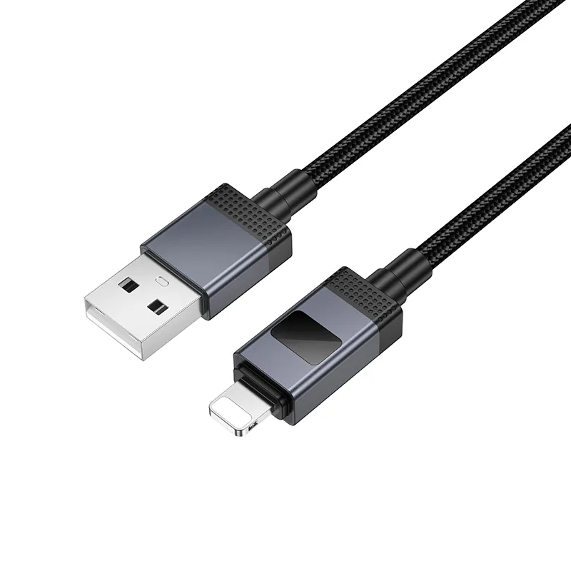 Кабел за данни и зареждане USB-A - Lightning HOCO X118 Display, 12W, 1m, Черен