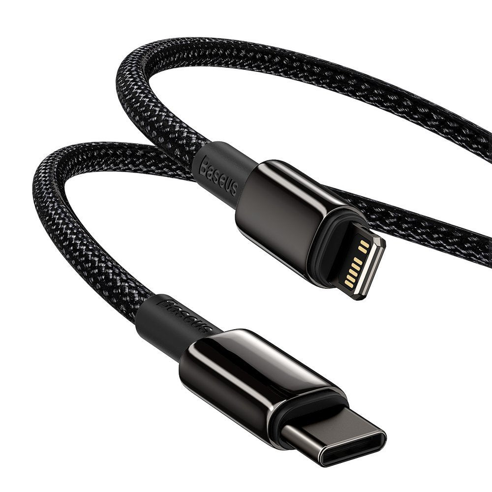 Кабел за данни и зареждане USB-C - Lightning Baseus Tungsten Tungsten Gold, 20W, 1m, черен CATLWJ-01 CATLWJ-01