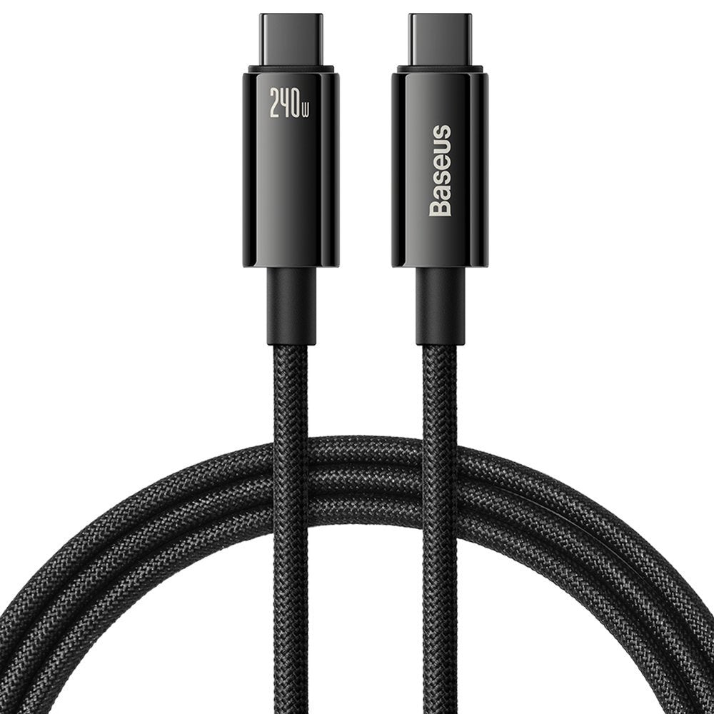 USB-C кабел за данни и зареждане - USB-C Baseus Tungsten Gold, 240W, 2 m, черен CAWJ04010101