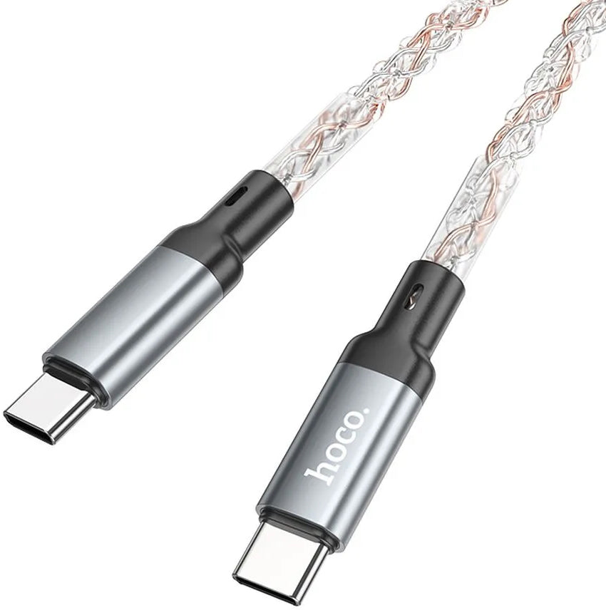 Кабел за данни и зареждане USB-C - USB-C HOCO U112, 60W, 1m, Сив