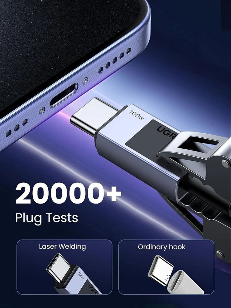 Кабел за данни и зареждане USB-C - USB-C UGREEN L512, 100W, 3m, Сив