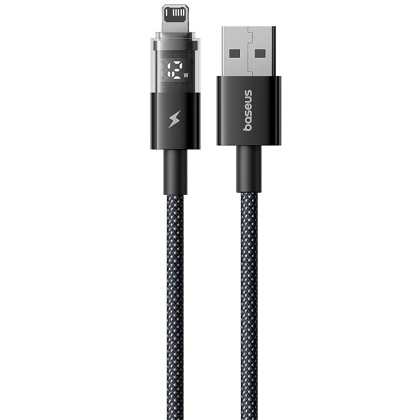 USB-A to Lightning Baseus Display 2 Data and Charging Cable, 18W, 1m, Black P10382700121-00