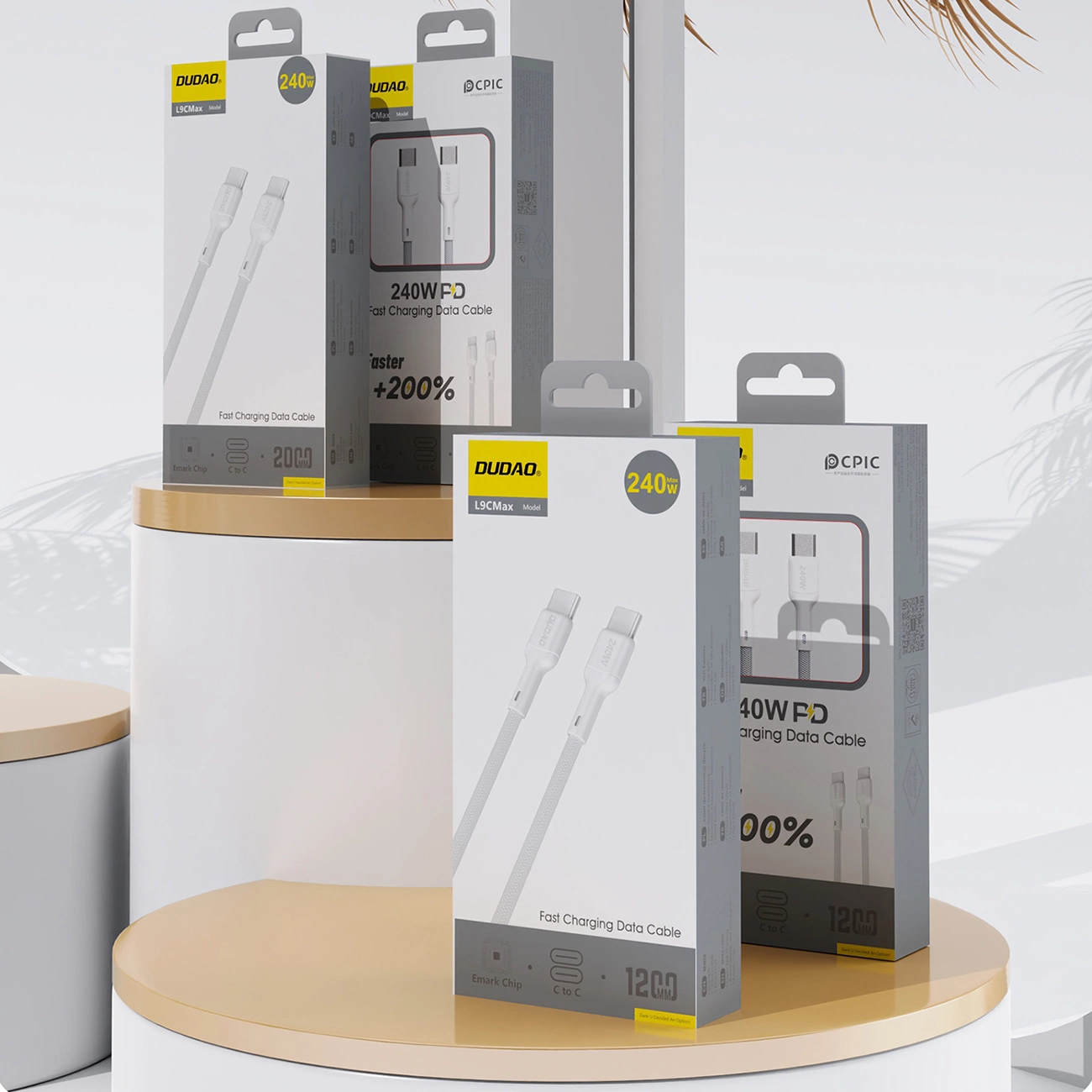 Кабел за данни и зареждане USB-C - USB-C Dudao L9C Max, 240W, 2m, Бял