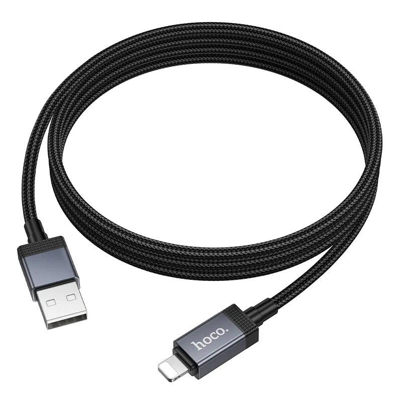 Кабел за данни и зареждане USB-A - Lightning HOCO X118 Display, 12W, 1m, Черен