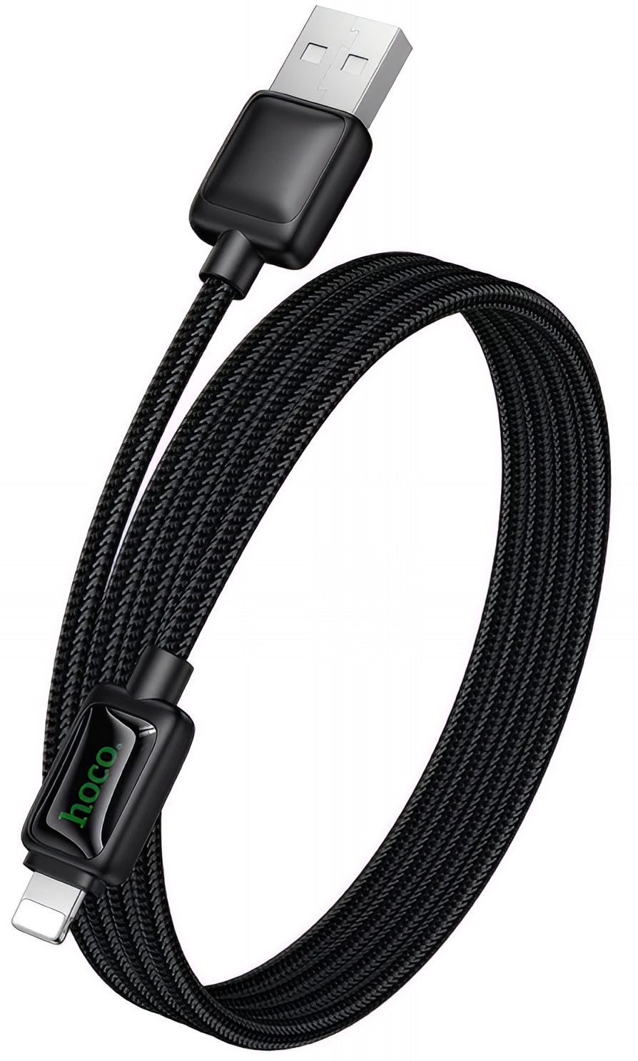 Кабел за данни и зареждане USB-A - Lightning HOCO U146, 12W, 1.2m, Черен