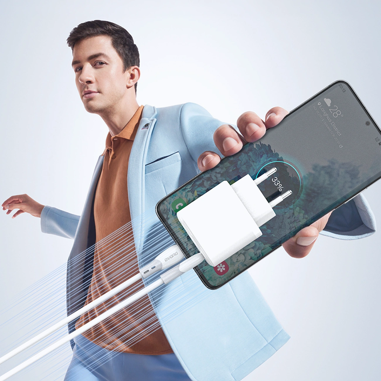 Кабел за данни и зареждане USB-C - USB-C Dudao L25SC, 60W, 2m, Бял