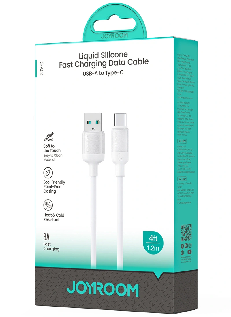 Кабел за данни и зареждане USB-A - USB-C Joyroom S-A62 Lively, 18W, 1.2м, бял