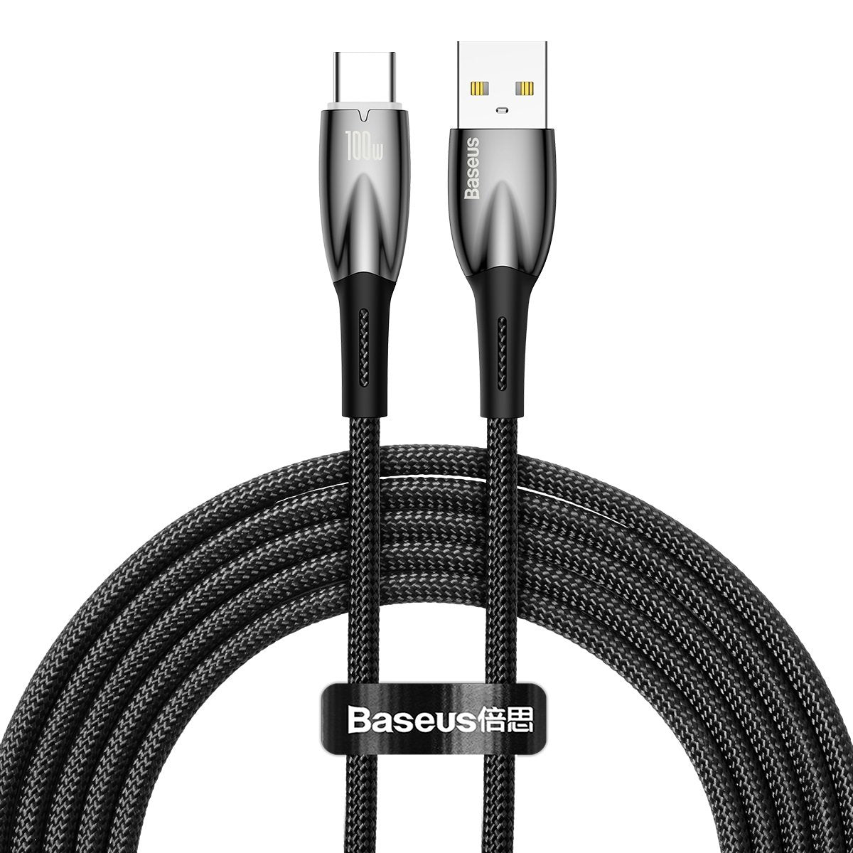 Кабел за пренос на данни и зареждане от USB-A към USB-C Baseus Glimmer Series, 100W, 2 m, черен CADH000501 CADH000501