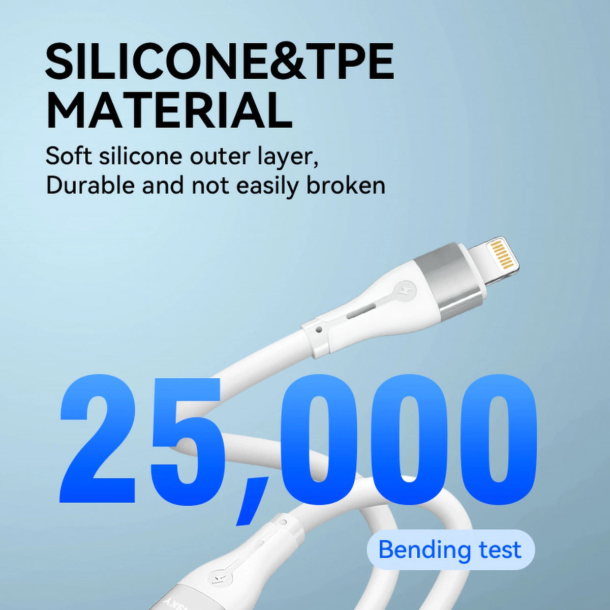 Кабел за данни и зареждане USB-C - Lightning WZK WSTCL1, 27W, 1m, Бял