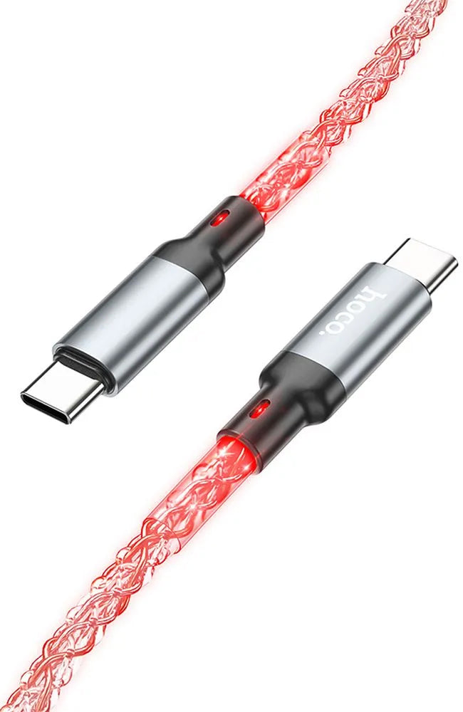 Кабел за данни и зареждане USB-C - USB-C HOCO U112, 60W, 1m, Сив
