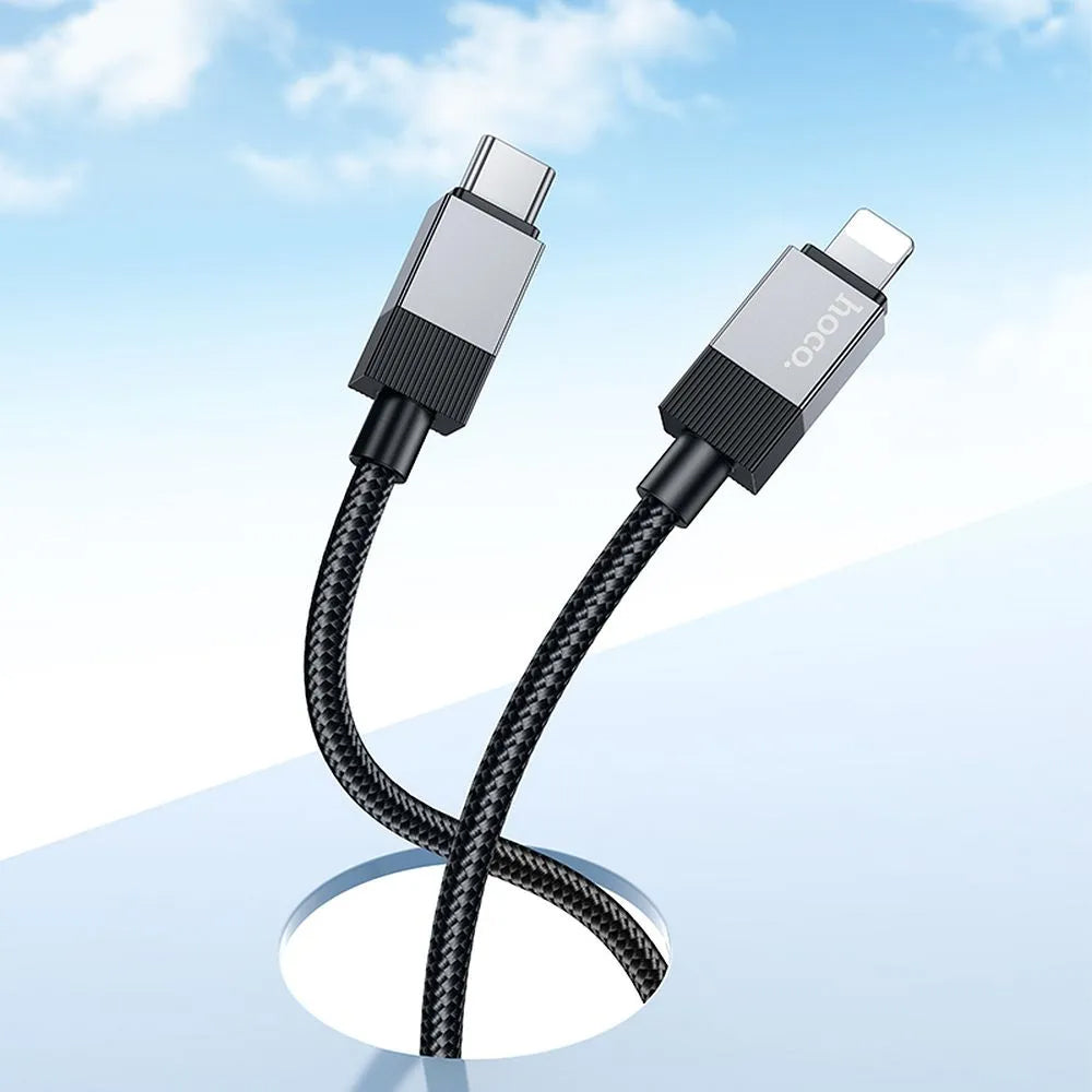 Кабел за данни и зареждане USB-C - Lightning HOCO X110, 27W, 1m, Черен