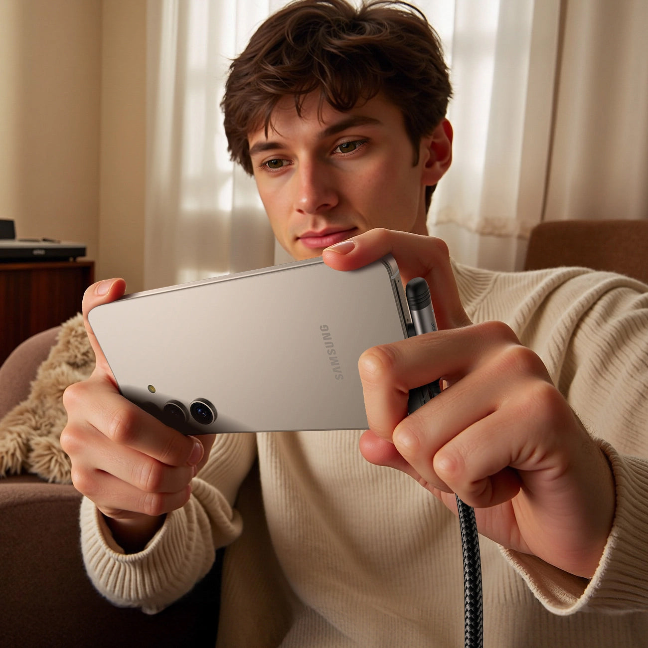 Кабел за данни и зареждане USB-A - USB-C Joyroom S-A56 EnjoyX Angled, 20W, 1.2m, Черен