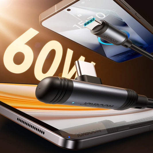 Кабел за данни и зареждане USB-C - USB-C Joyroom S-A56 EnjoyX Angled, 60W, 1.2m, Черен