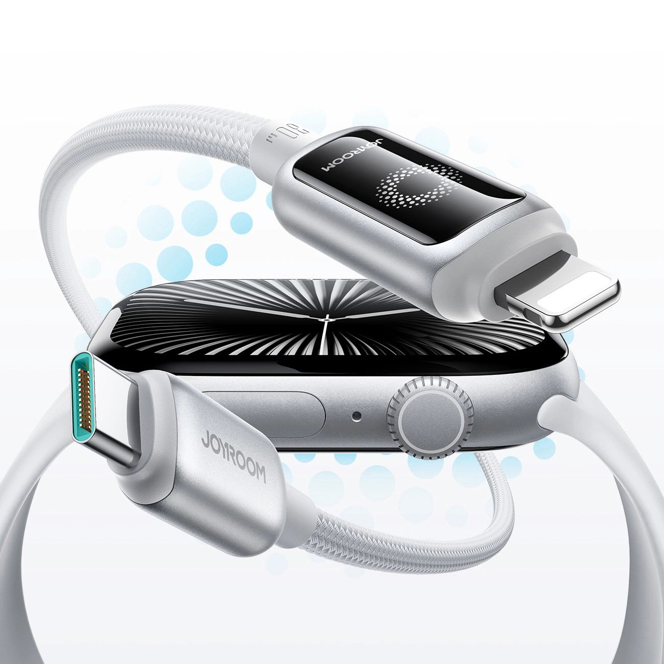 Кабел за данни и зареждане USB-C - Lightning Joyroom S-A55 StarFlight Display, 30W, 1.2m, Бял