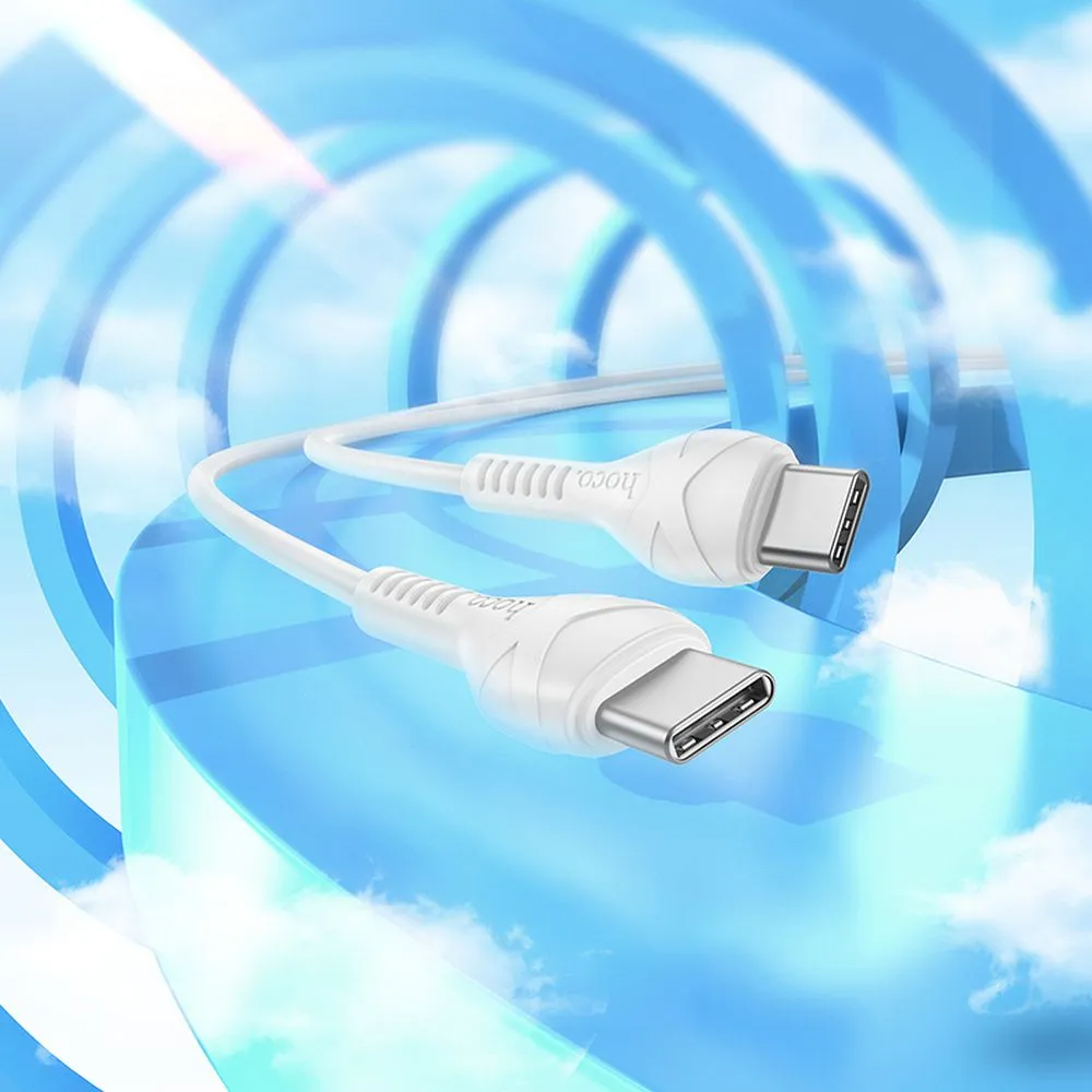 Кабел за данни и зареждане USB-C - USB-C HOCO X37, 60W, 1m, Бял