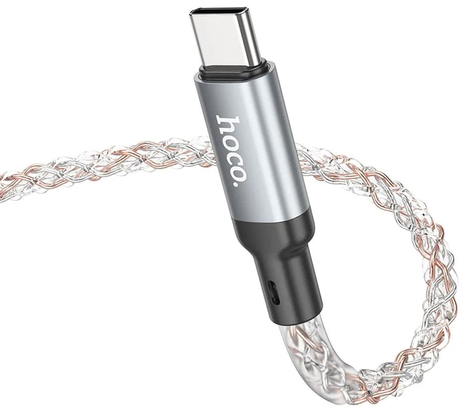 Кабел за данни и зареждане USB-C - USB-C HOCO U112, 60W, 1m, Сив