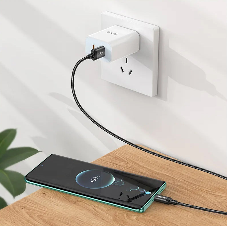 Кабел за данни и зареждане USB-A - USB-C HOCO X89, 18W, 2m, Черен