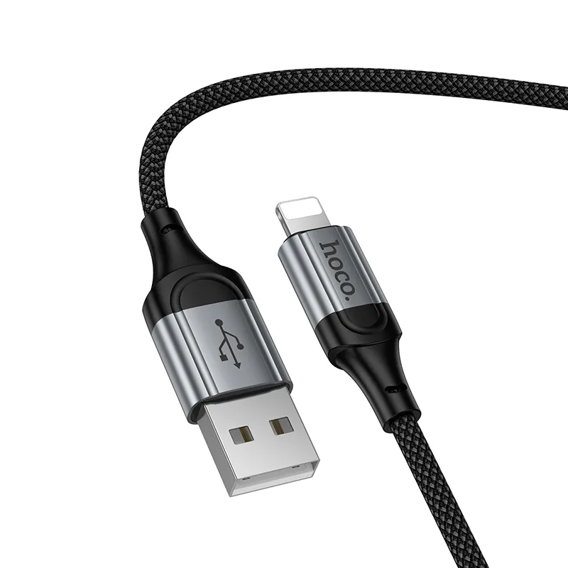 Кабел за данни и зареждане USB-A - Lightning HOCO X121, 27W, 1.5m, Черен