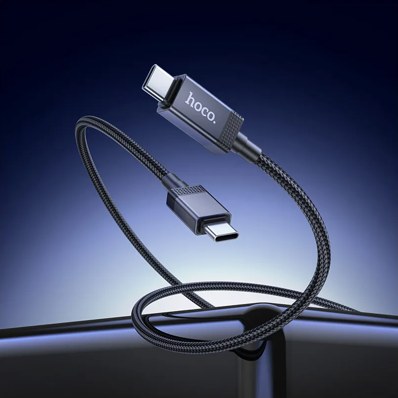 Кабел за данни и зареждане USB-C - USB-C HOCO X118 Display, 60W, 1m, Черен