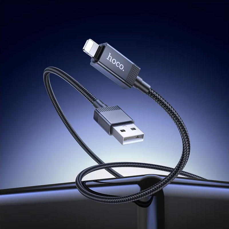 Кабел за данни и зареждане USB-A - Lightning HOCO X118 Display, 12W, 1m, Черен
