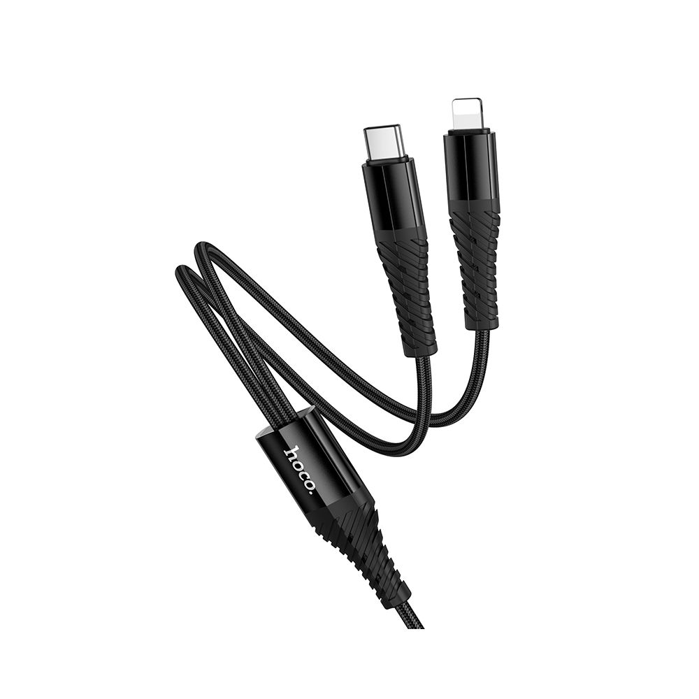 Кабел за зареждане USB-C - Lightning / USB-C HOCO X123, 10W, 1m, Черен