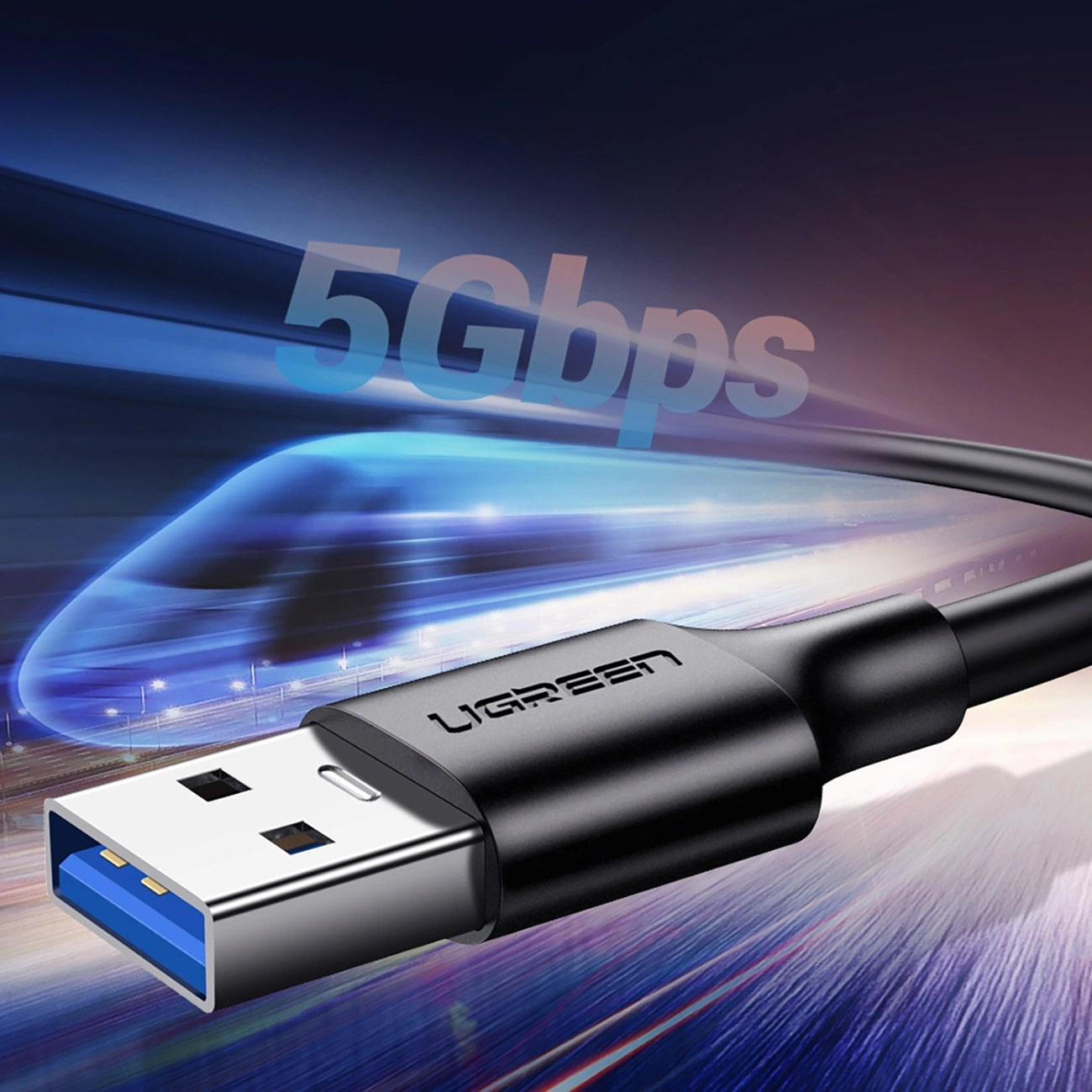 Кабел за данни и зареждане USB-A - USB-C UGREEN US184, 18W, 0.5m, Черен