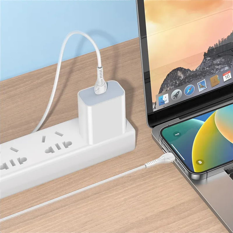 Кабел за данни и зареждане USB-C - Lightning HOCO X37, 27W, 1m, Бял