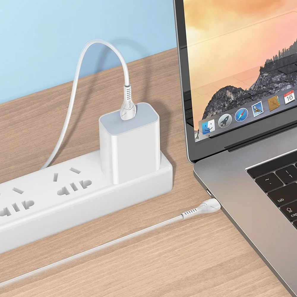 Кабел за данни и зареждане USB-C - USB-C HOCO X37, 60W, 1m, Бял