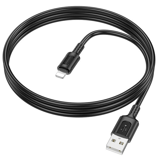 Кабел за данни и зареждане USB-A - Lightning Borofone BX111 Feliz, 18W, 1m, Черен