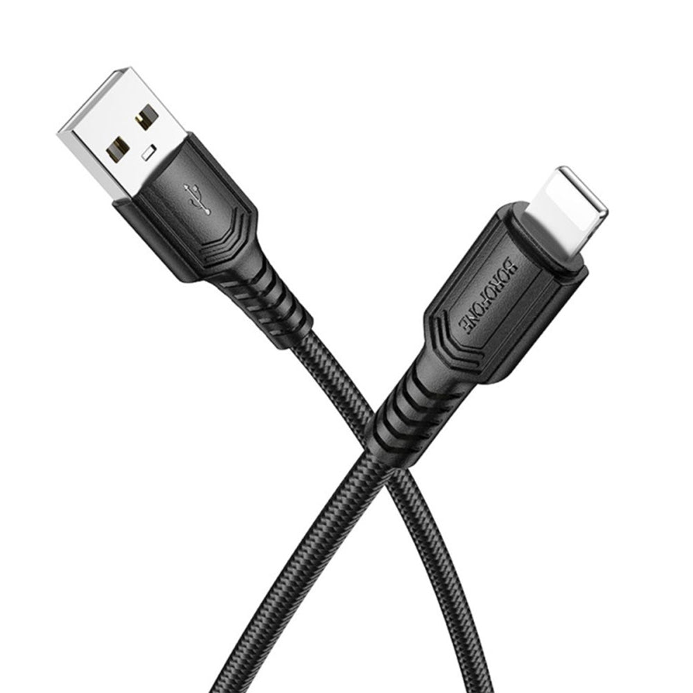 Кабел за данни и зареждане USB-A - Lightning Borofone BX116 Certain, 18W, 1m, Черен