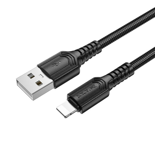 Кабел за данни и зареждане USB-A - Lightning Borofone BX116 Certain, 18W, 1m, Черен